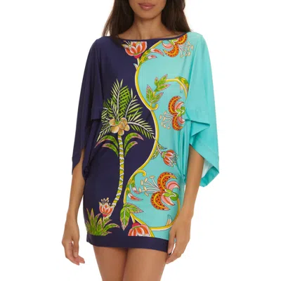Trina Turk Flamingo Print Cover-up Dress In Blue