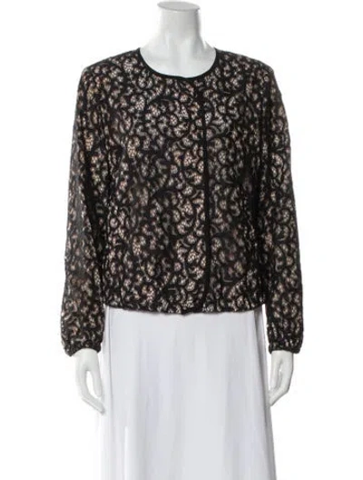 Pre-owned Trina Turk Floral Print Evening Jacket In Black