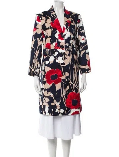 Pre-owned Trina Turk Floral Print Evening Jacket In Blue