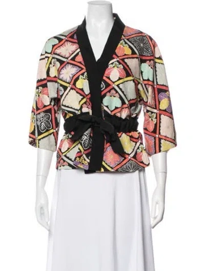 Pre-owned Trina Turk Floral Print Jacket In Black