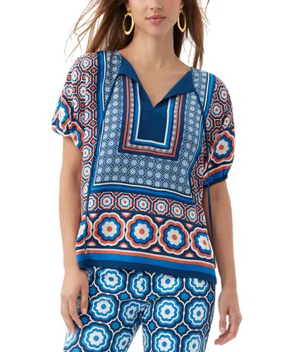 Trina Turk Floria Silk Tunic In Blue