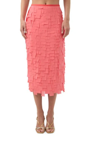 Trina Turk Flutter Chiffon Dita Midi Skirt In Coral Crush