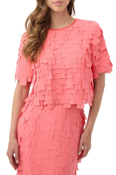 Trina Turk Flutter Chiffon Serilda Top In Coral Crush