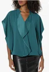 Trina Turk Flutter Sleeve Top In Sage In Blue