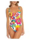 TRINA TURK FONTAINE CONVERTIBLE MAILLOT WOMENS PRINTED NYLON ONE-PIECE SWIMSUIT