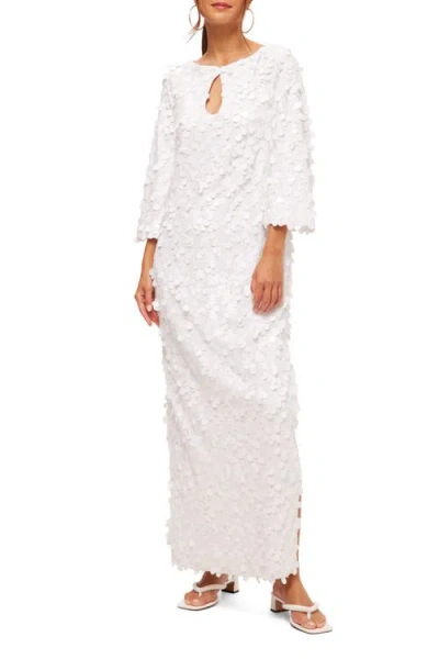 Trina Turk Front Keyhole Sequin Singles Maxi Dress In White