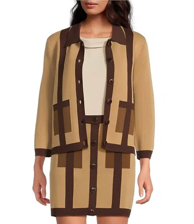 Trina Turk Gaia Cardigan In Doe Multi In Green