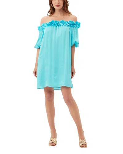 Trina Turk Gateway Ruffle Off-shoulder Shift Dress In Blue