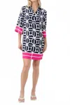 Trina Turk Geometric Navy Tunic Dress In Multi In Blue