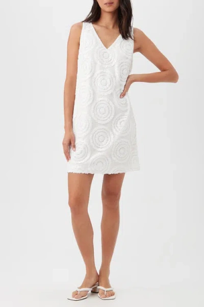 Trina Turk Glitterati V-neck Sequin Shift Dress In White