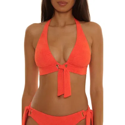 Trina Turk Golden Oasis Jacquard Bikini Top In Orange