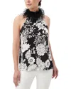 Trina Turk Grand Feather Trim Top In Black