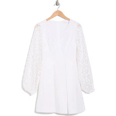 Trina Turk Grazia Cotton Eyelet Long Sleeve Dress In White