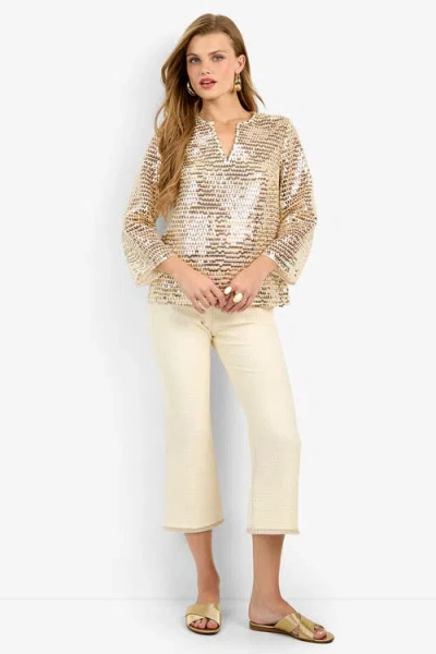Trina Turk Gulf Cropped Structured Woven Pant In Neutral