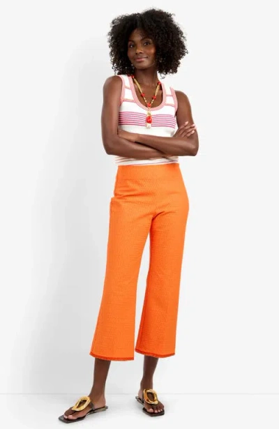 Trina Turk Gulf Cropped Structured Woven Pant In Orange