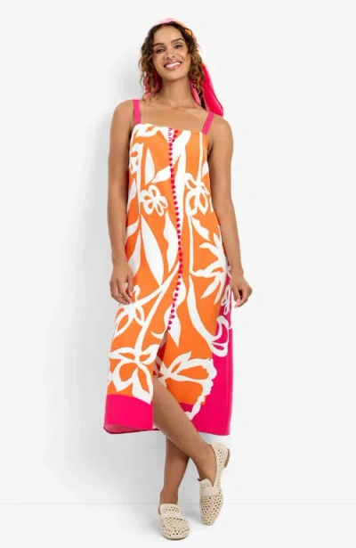 Trina Turk Haisley Printed Dress In Orange