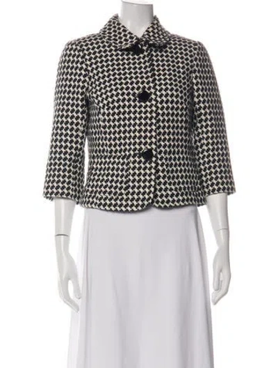 Pre-owned Trina Turk Houndstooth Print Blazer In Multicolor