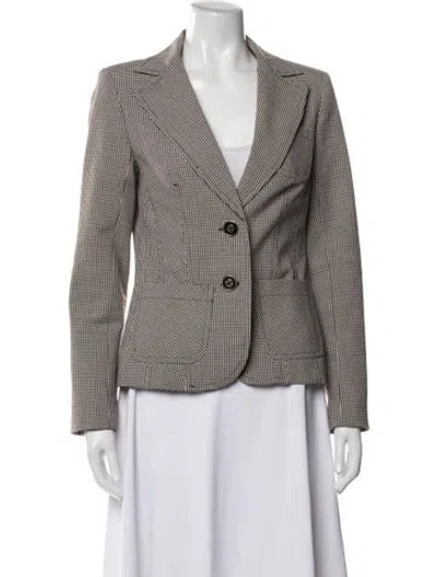 Pre-owned Trina Turk Houndstooth Print Blazer In Neutral