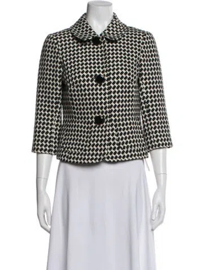Pre-owned Trina Turk Houndstooth Print Jacket In Black