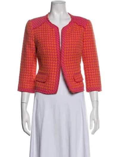 Pre-owned Trina Turk Houndstooth Print Jacket In Orange