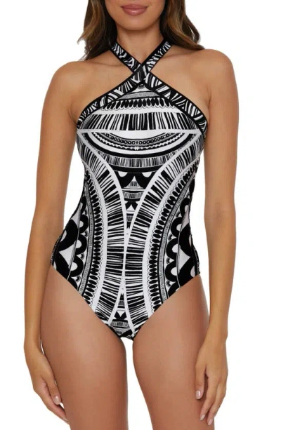 Trina Turk Hula Reversible One-piece Swimsuit In Black Multi