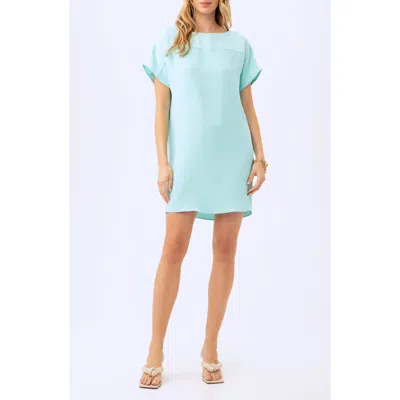 Trina Turk Hydee Short Sleeve Shift Dress In Blue