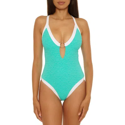 Trina Turk Indio Banded One-piece Swimsuit In Blue