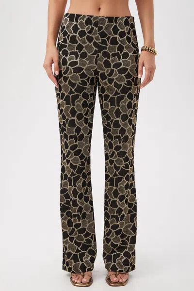 Trina Turk Jacoba Metallic Knit Jacquard Bootcut Pant In Brown