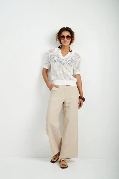 Trina Turk Jadelyn Mesh Polo In Whitewash
