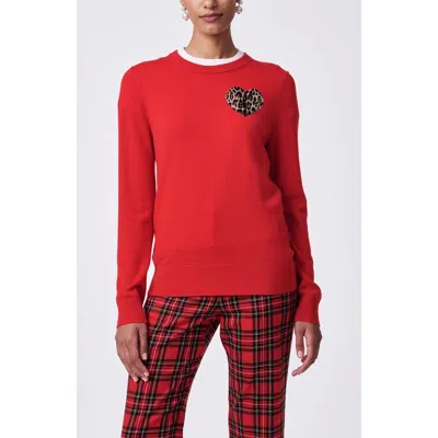 Trina Turk Jaguar Heart Sweater In Red