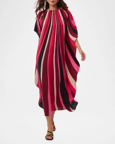 Trina Turk Jalani Striped Bateau-neck Maxi Caftan In Fairy Fuchsia Multi