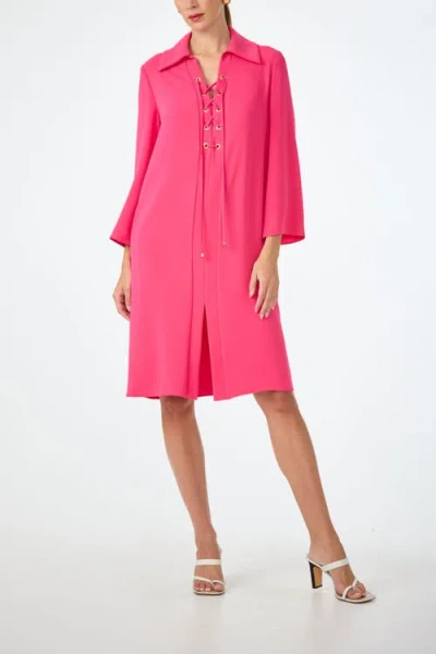 Trina Turk Janeiro Lace Up Collared Dress In Pink