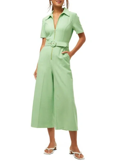 Trina Turk Jannise 3 Jumpsuit In Grass Court Green/whitewash