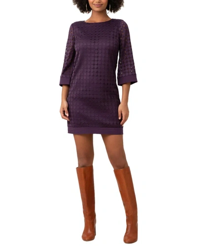 Trina Turk Jenica Three-quarter Sleeve Shift Dress In Purple
