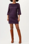 Trina Turk Jenica Three-quarter Sleeve Shift Dress In Purple