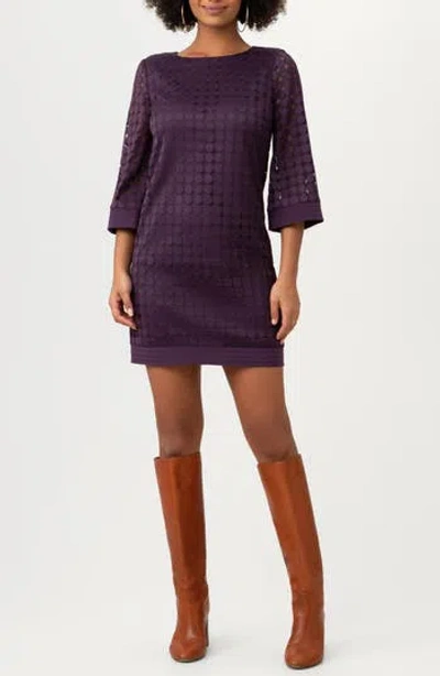 Trina Turk Jenica Three-quarter Sleeve Shift Dress In Purple
