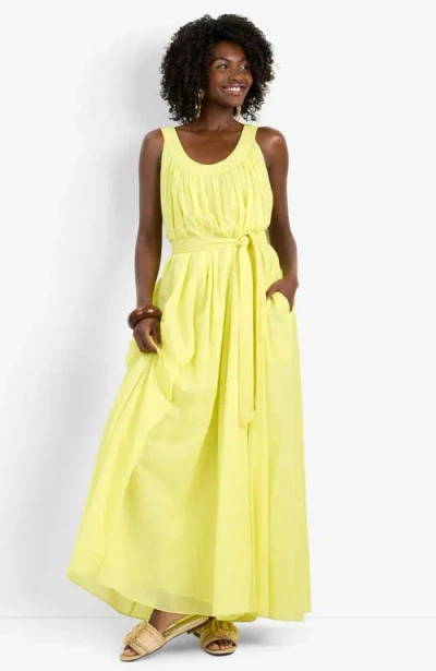 Trina Turk Jianna Sleeveless Cotton Dress In Yellow