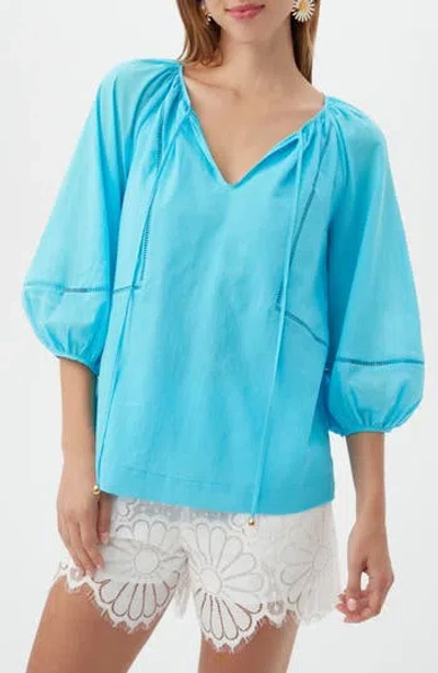 Trina Turk Joplin Ladder Cutout Cotton Top In Clearwater