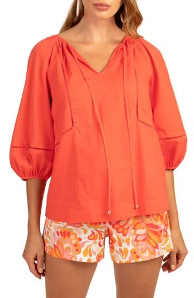 Trina Turk Joplin Ladder Cutout Cotton Top In Slushie