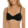 Trina Turk Joplin Textured Twist Front Underwire Bikini Top In Black