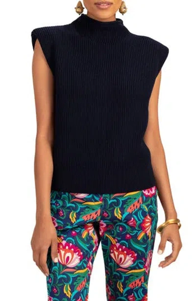 Trina Turk Judson Cap Sleeve Merino Wool Sweater In Purple