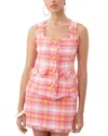 Trina Turk Mirabella Check-print Tweed Halter Mini Dress