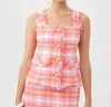 Trina Turk Mirabella Check-print Tweed Halter Mini Dress In Pink