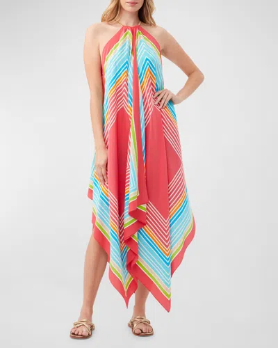 Trina Turk Justinian Handkerchief Halter Maxi Dress In Multi