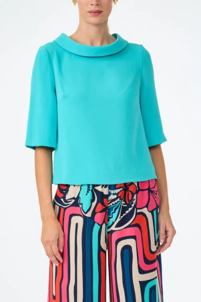 Trina Turk Kailee Folded Neckline Top In Blue
