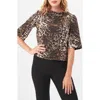 Trina Turk Kaillee Leopard Print Jacquard Top In Brown