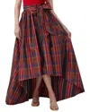 Trina Turk Kalina High-low Plaid Maxi Skirt In Red