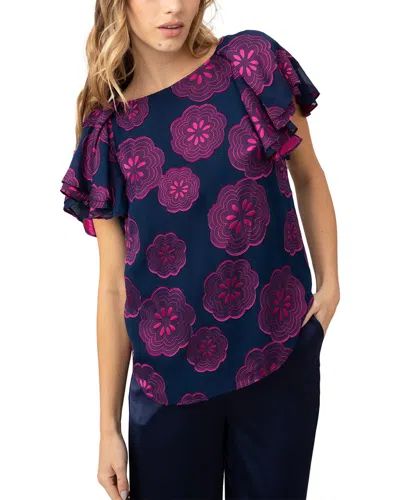 Trina Turk Kayra Silk-blend Top In Blue