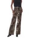 Trina Turk Kendi Leopard Print Wide Leg Pants In Green