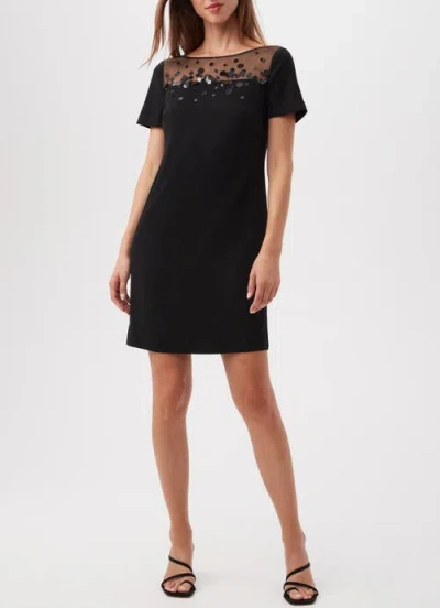 Trina Turk Kittany Carina Mesh Panel Paillettes Dress In Black